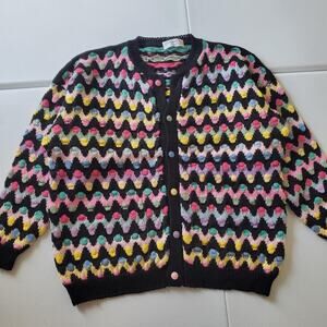 Vintage 3D Knit Christine Foley Sweater Womens Medium Knit Cardigan Multicolor